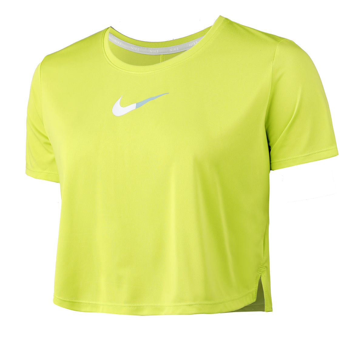 Nike Dri-Fit One Color-Blocked Standard-Fit Cropped T-Shirt Damen - neongrün,