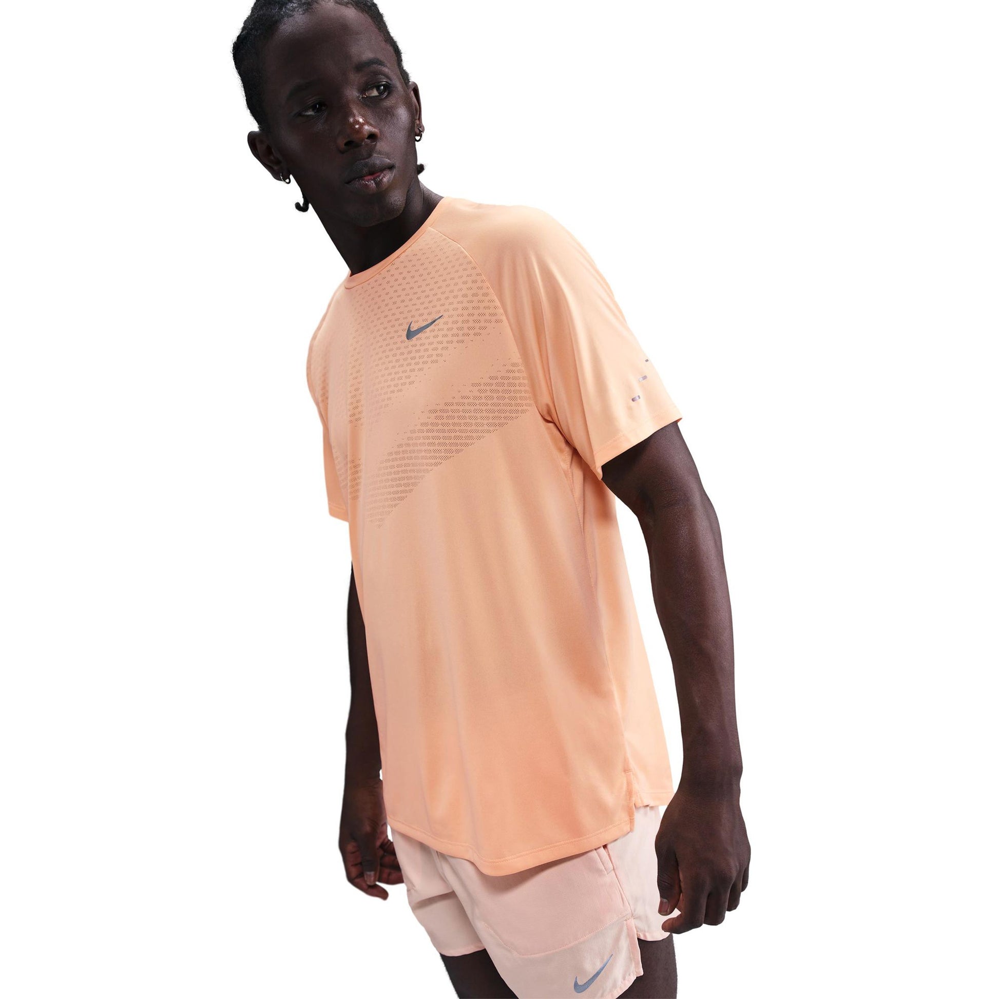 Nike Stride Laufshirt Herren - orange, silber