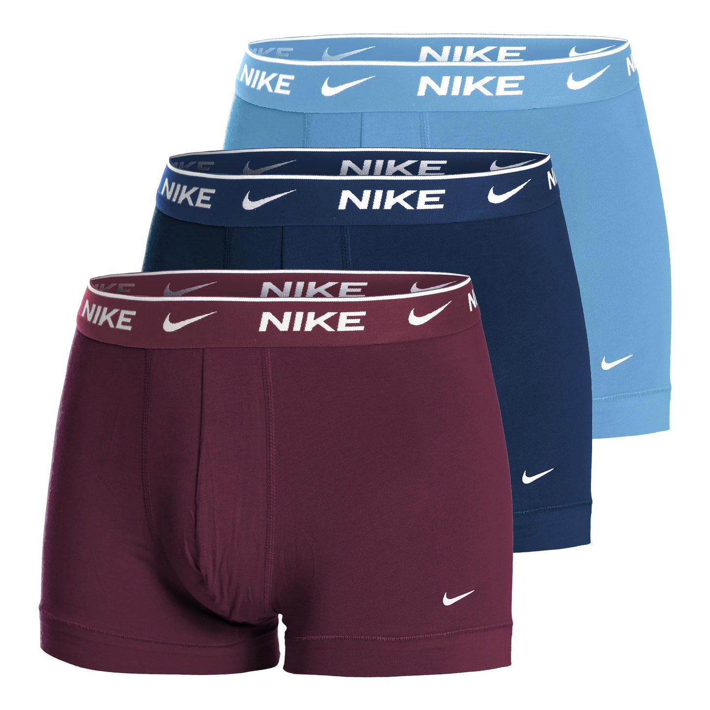 Nike Everyday Stretch Trunk Boxer Short 3er Pack Herren - hellblau, dunkelrot