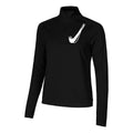 Swoosh Half-Zip Laufshirt Damen-Schwarz