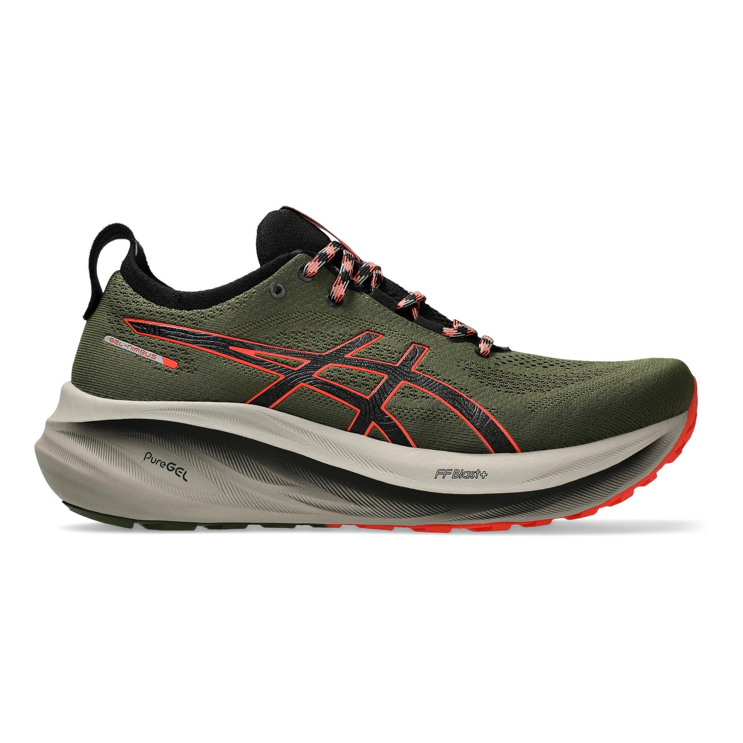 ASICS Gel-Nimbus 26 TR Neutralschuh Herren - oliv, rot