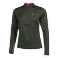 Winter Run Half-Zip Midlayer Lauftop Damen - dunkelgrün,