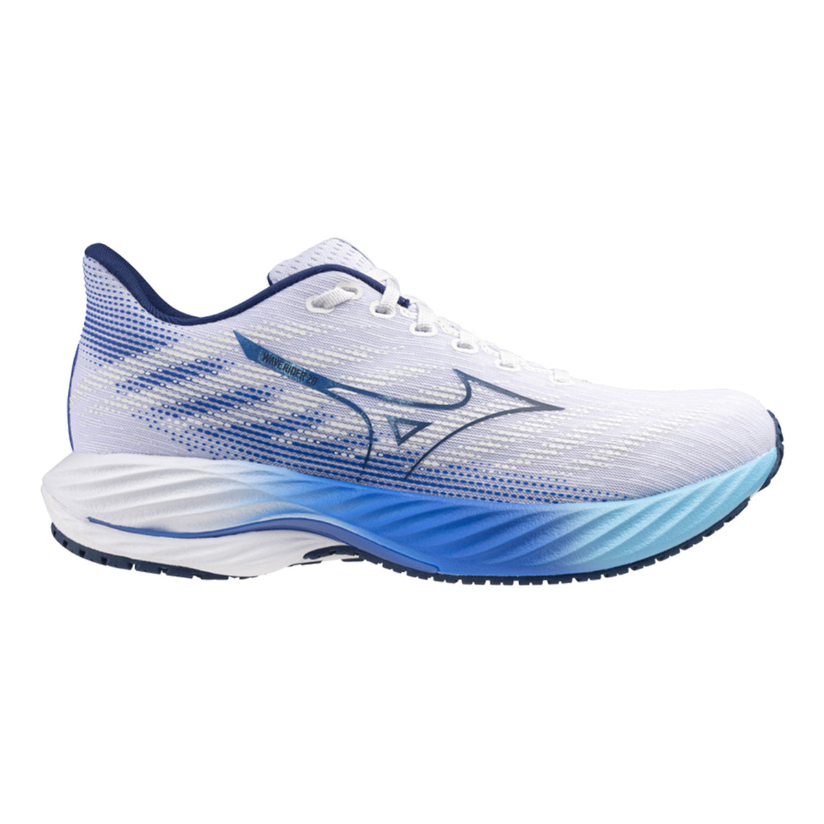 Mizuno Wave Rider 28 Neutralschuh Herren - weiß, blau