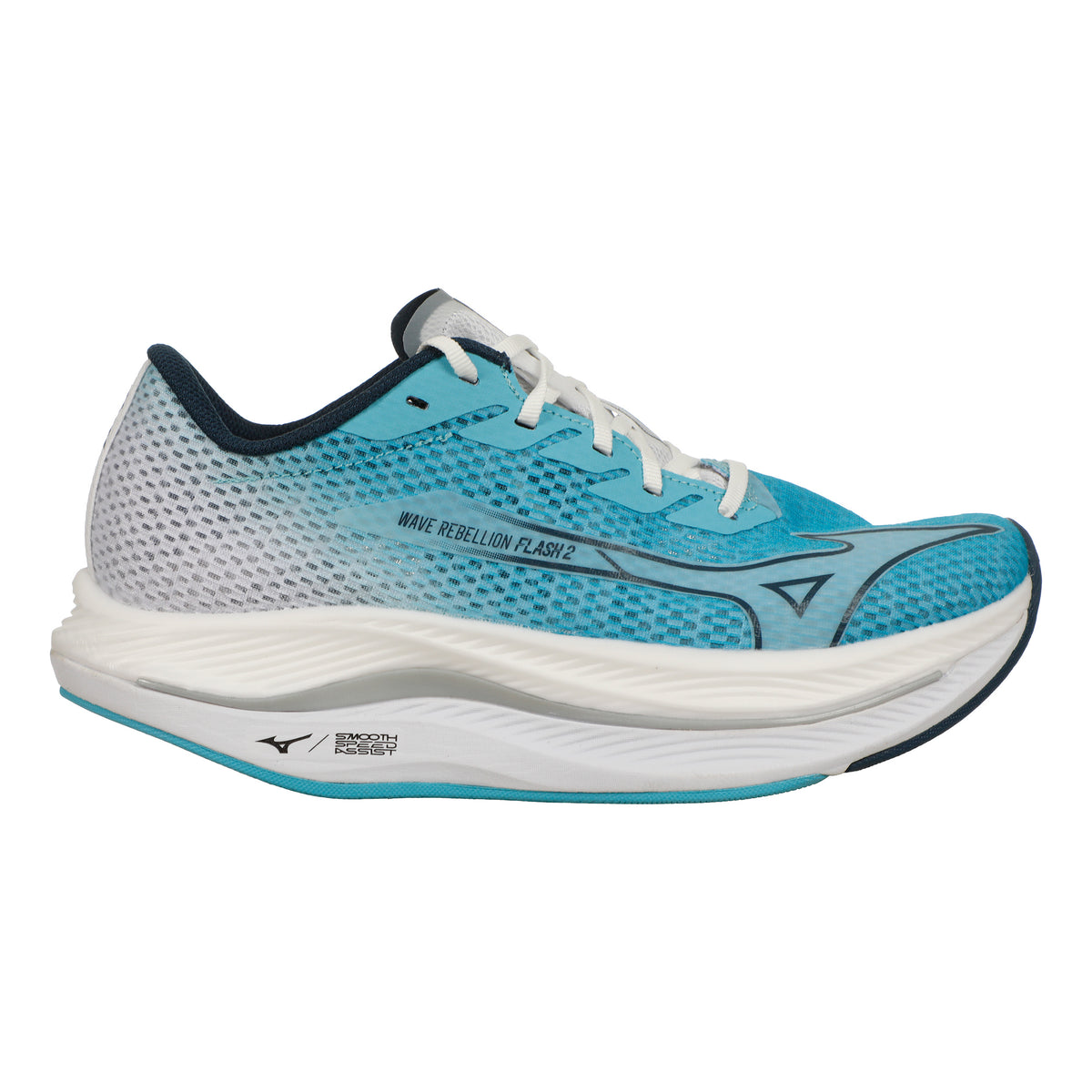 Mizuno Wave Rebellion Flash 2 Wettkampfschuh Damen-Türkis,Blau