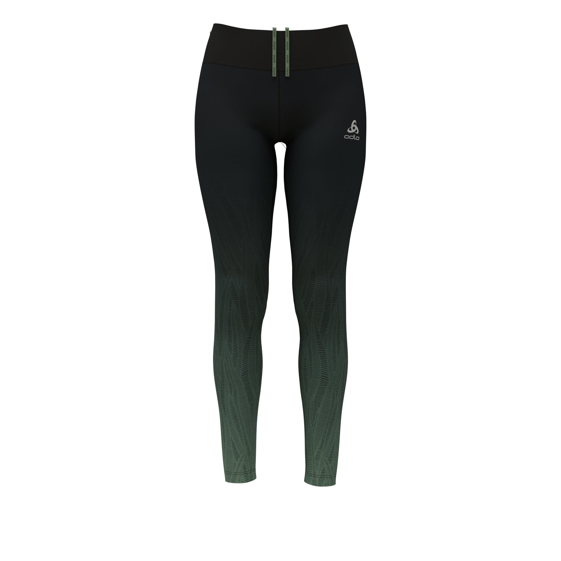 Odlo Print Tight Damen-Schwarz,Grün