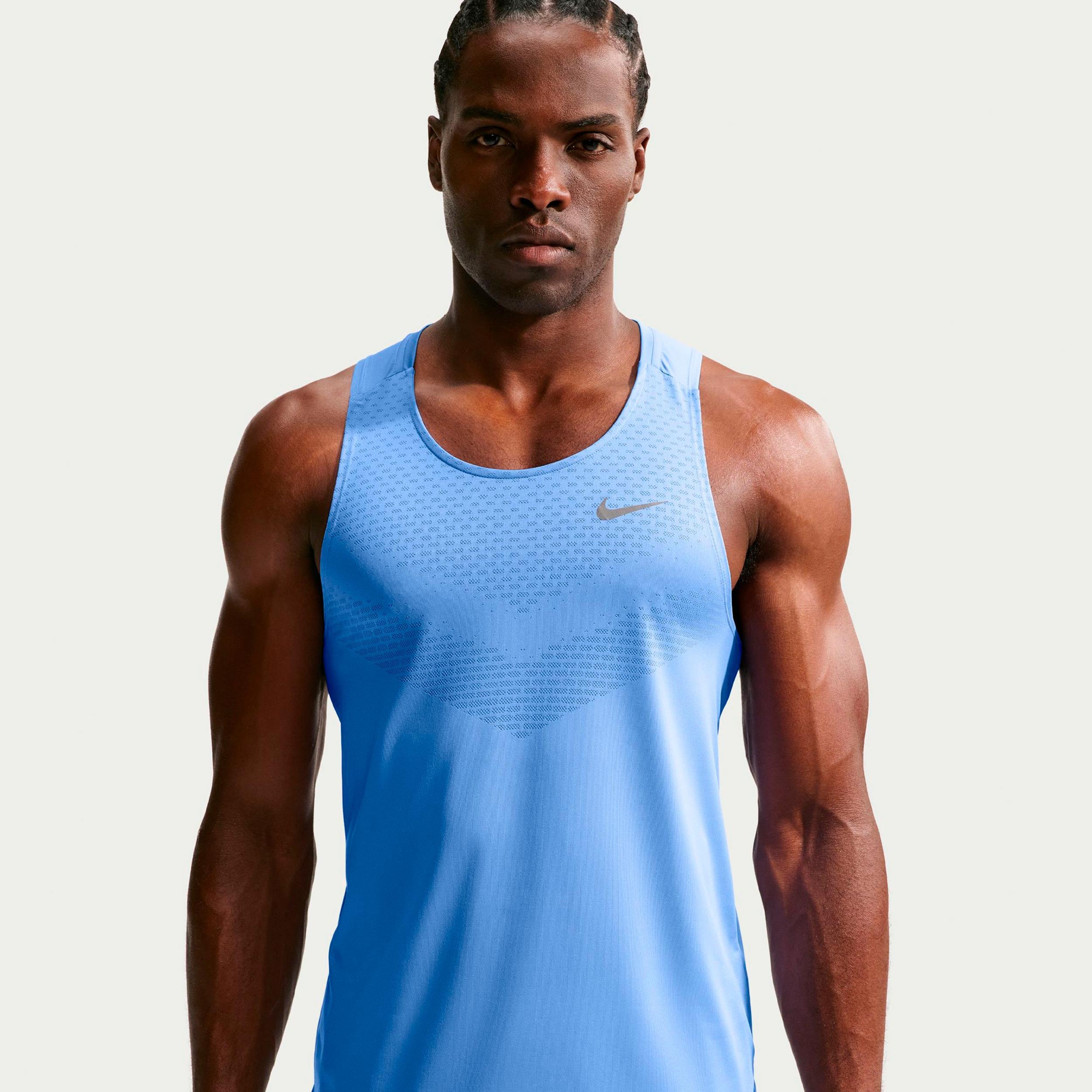 Nike Stride Laufshirt Herren - blau, silber