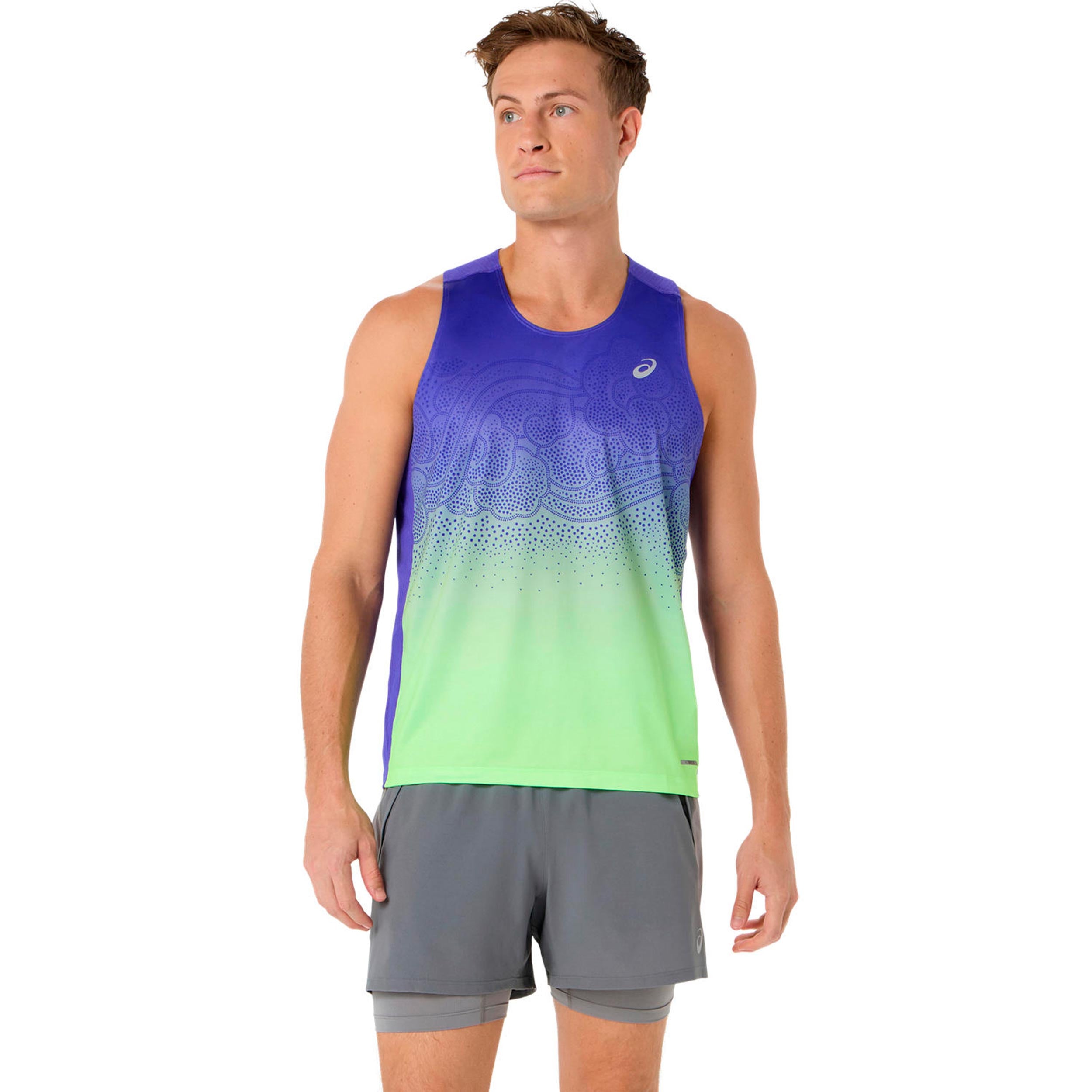 ASICS Road Fade Laufshirt Herren-blau, grün