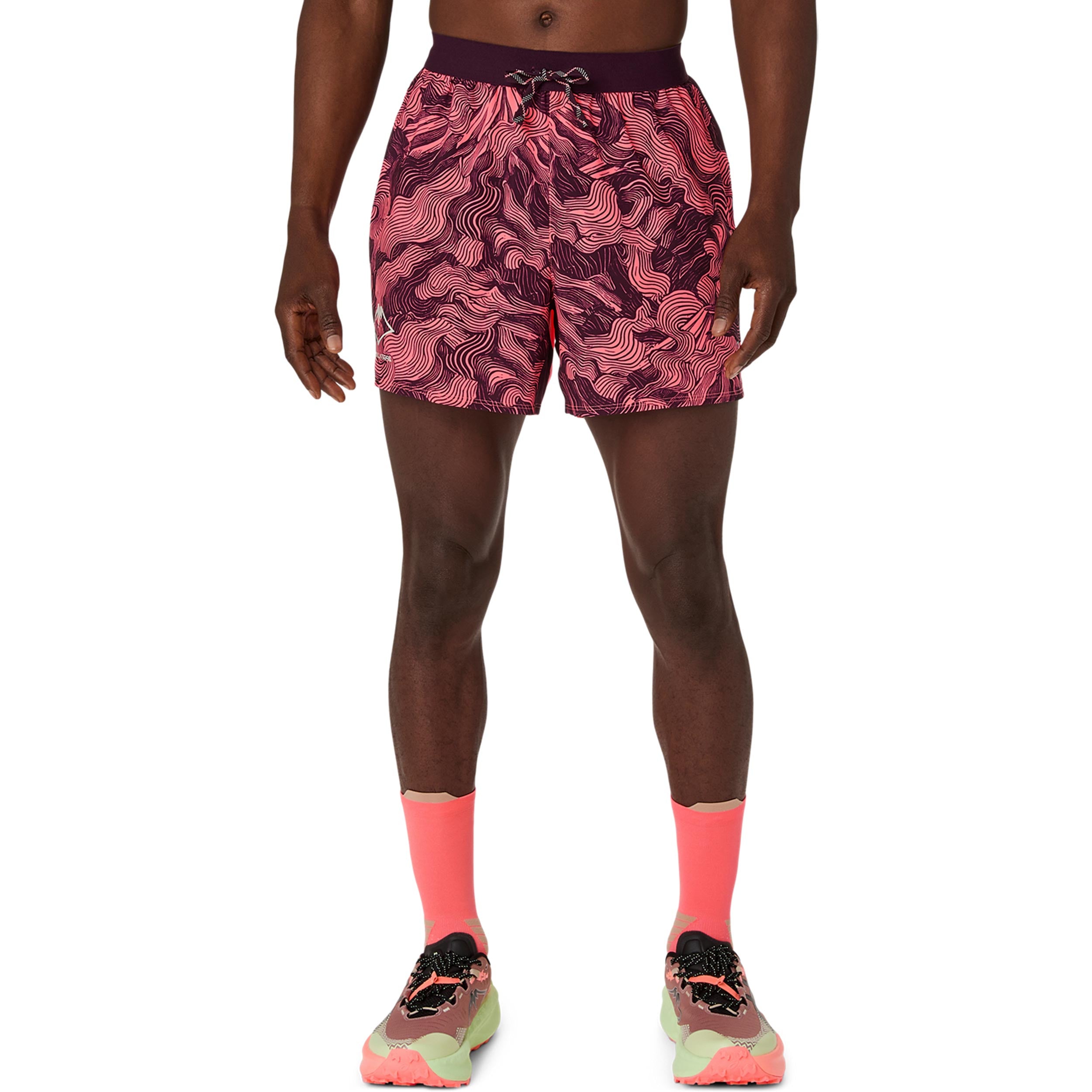 ASICS Fujitrail AOP 5in   Laufshorts Herren - koralle, weinrot