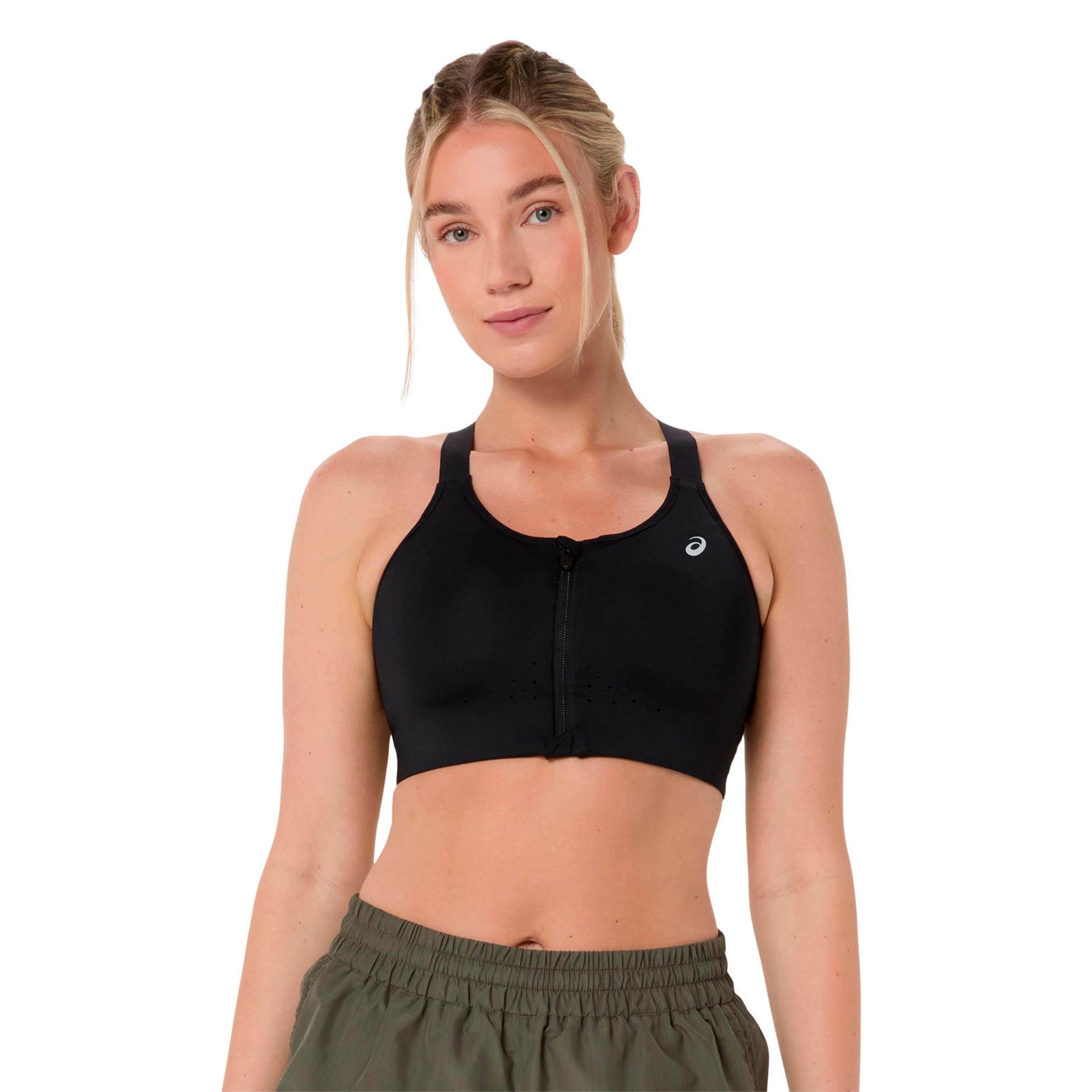 ASICS Road Combination Zip  Sport-BH Damen - schwarz