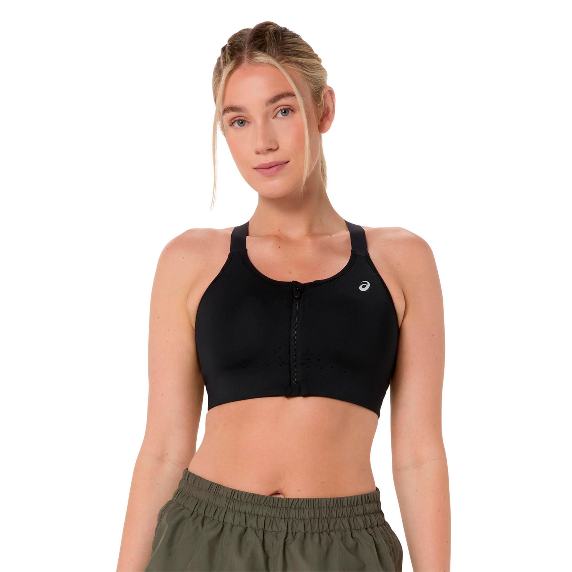 ASICS Road Combination Zip  Sport-BH Damen - schwarz