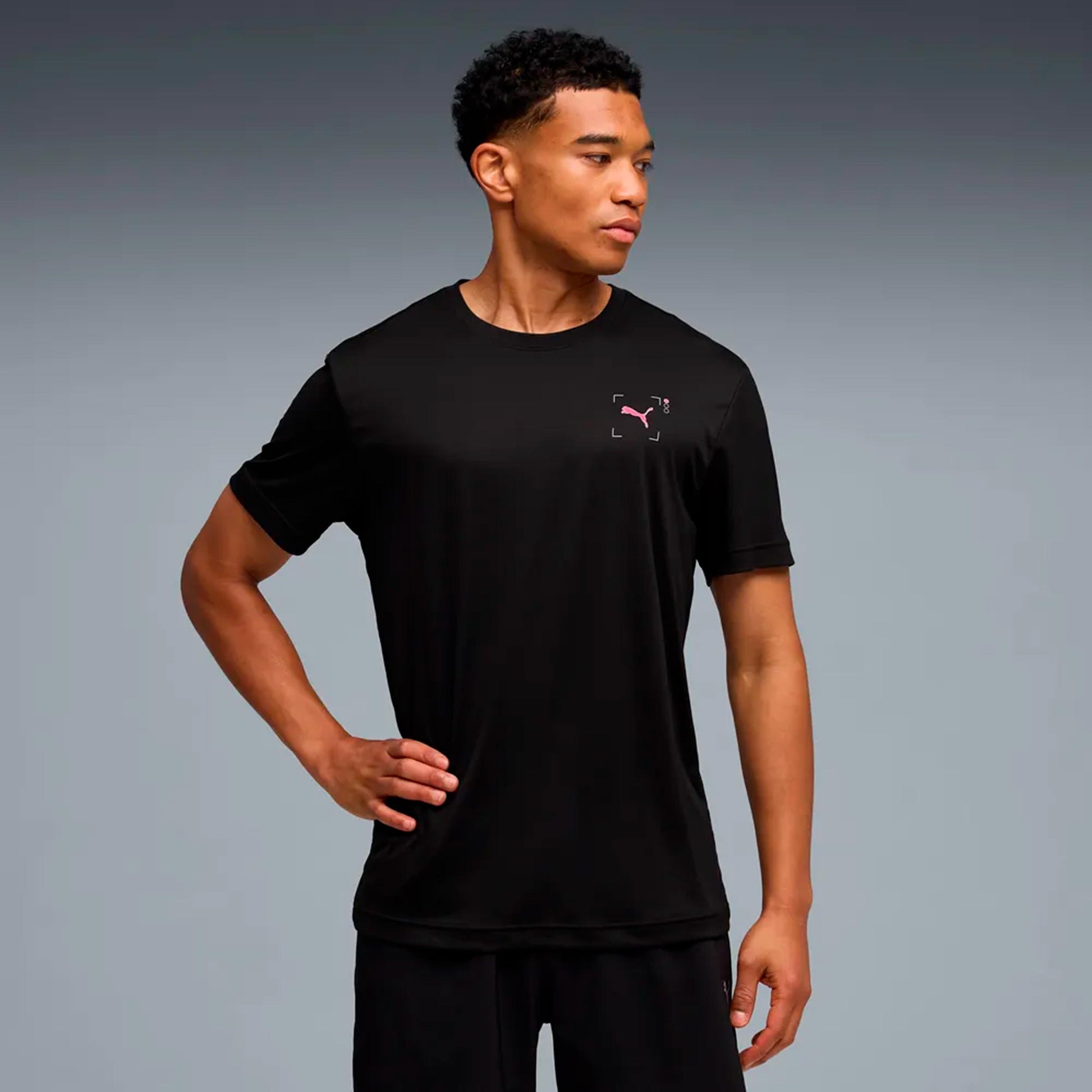 Puma Run Illustration Graphic Laufshirt Herren-schwarz