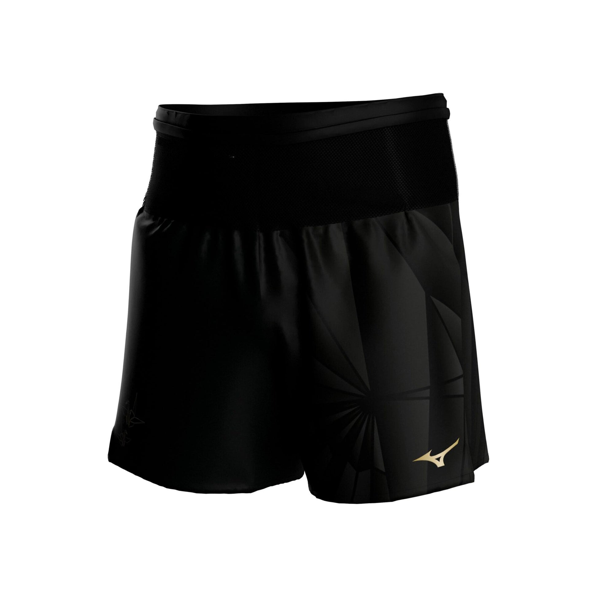 Mizuno Active Graphic Multi Pocket 7in Laufshorts Herren - schwarz, gold