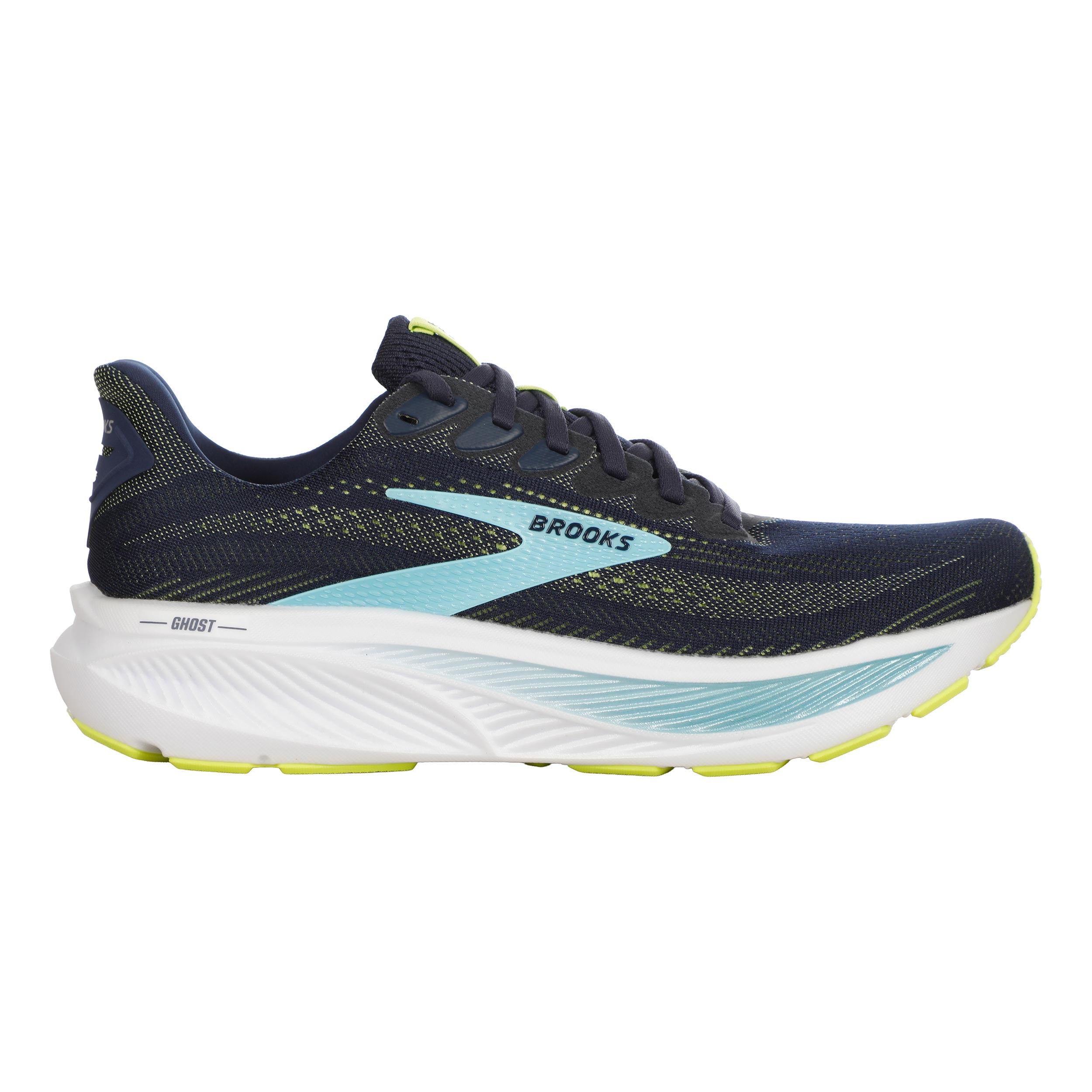 Brooks Ghost 17 WIDE Neutralschuh Herren - dunkelblau, limette