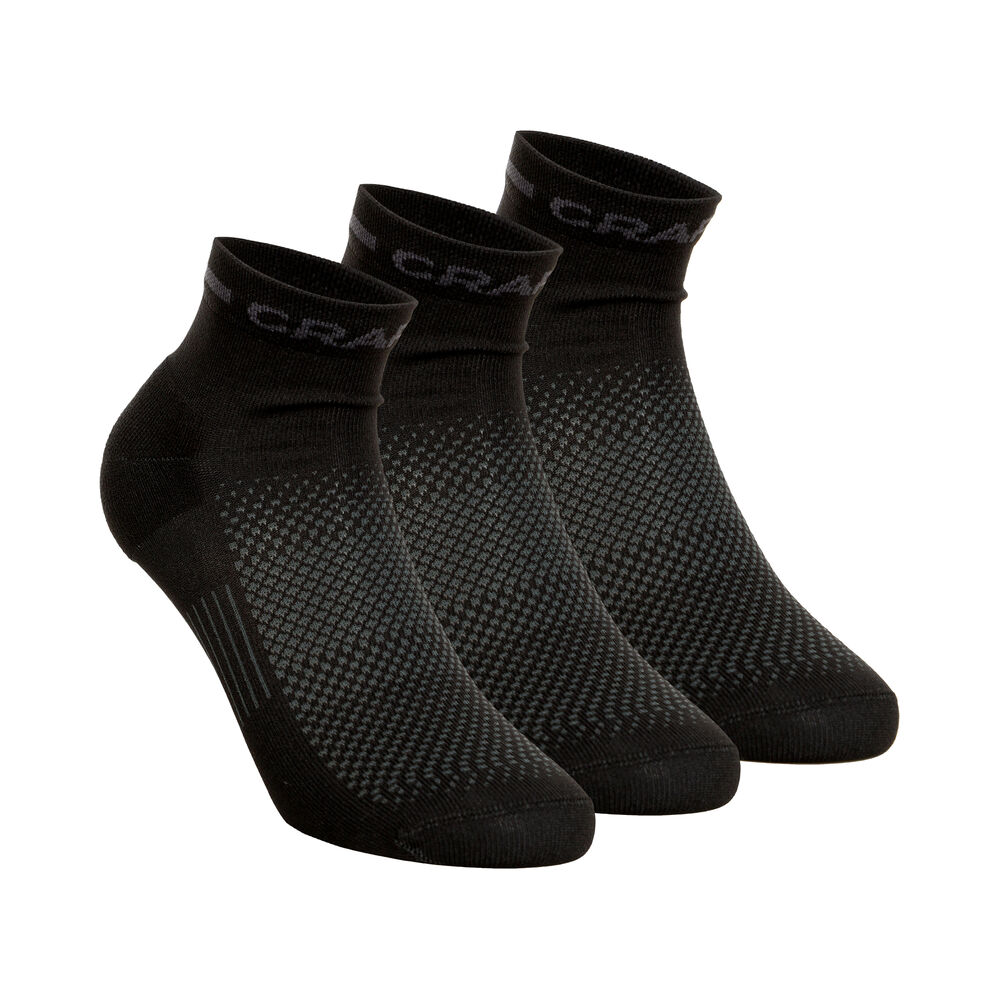 Craft Core Dry Mid Laufsocken 3er Pack - Schwarz, Größe 37-39