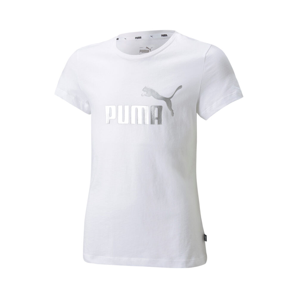 Puma Essential + Logo T-Shirt Kinder - Weiß, Größe M