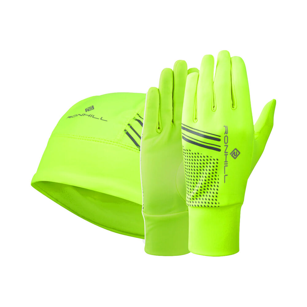 Ronhill Set Mütze + Handschuhe - Neongelb, Silber, Größe S/M product