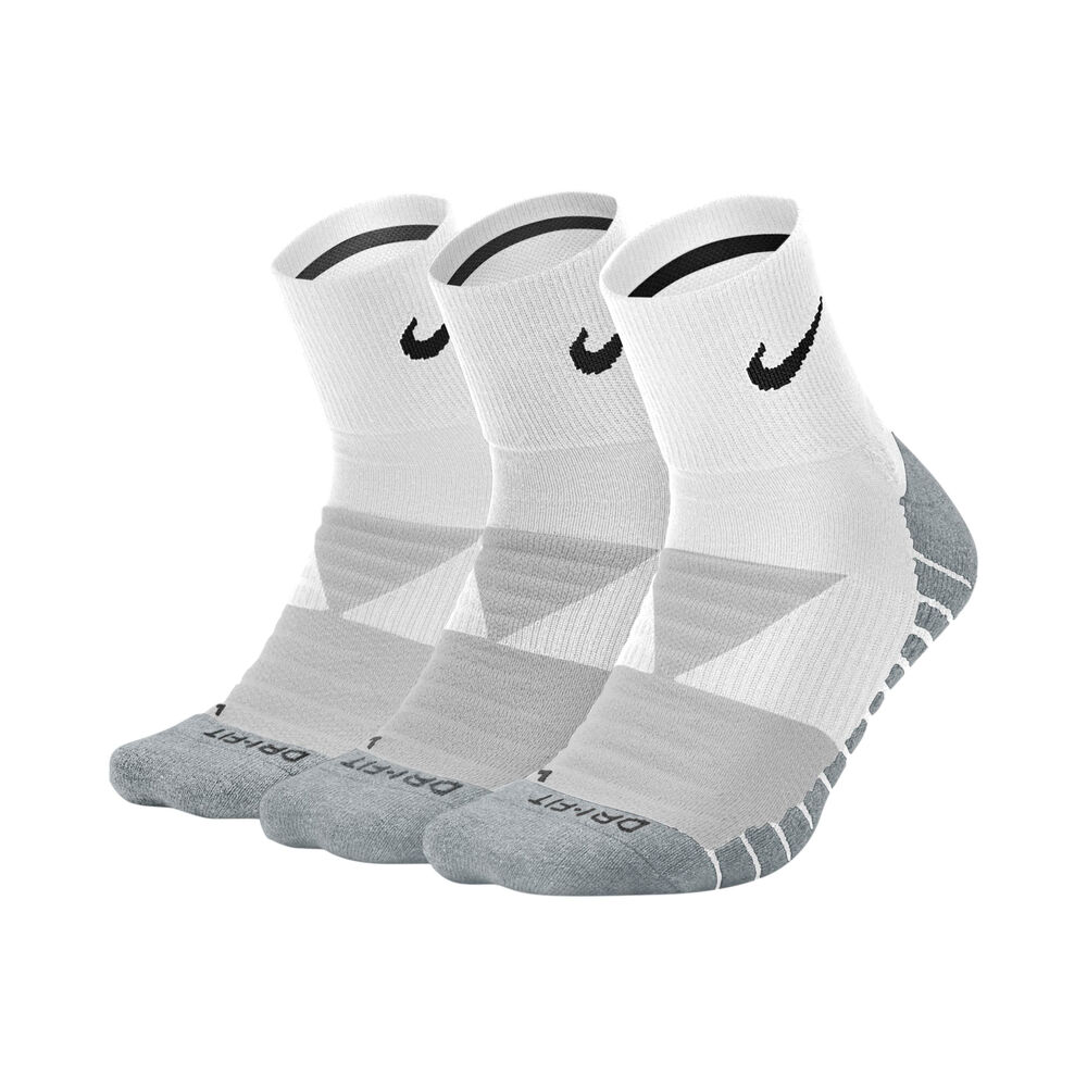 Nike Dry Cushion Quarter Sportsocken 3er Pack - Weiß, Grau, Größe 38-42
