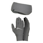 Nike Bekleidung Nike Essential Running Set Stirnband + Laufhandschuhe Damen-grau,silber