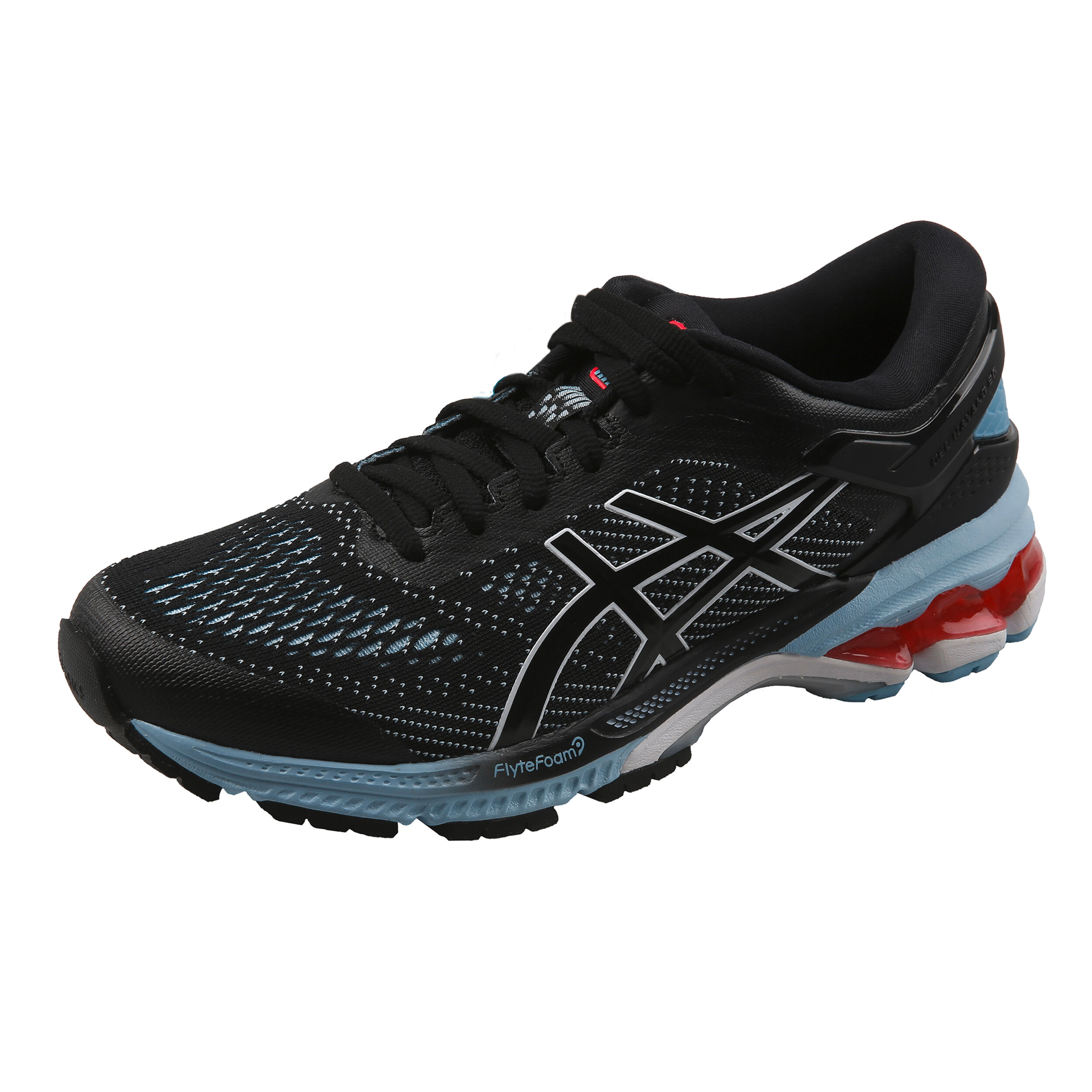 ASICS Gel Kayano 26 Stabilitatsschuh Damen Schwarz Hellblau online kaufen Running Point AT