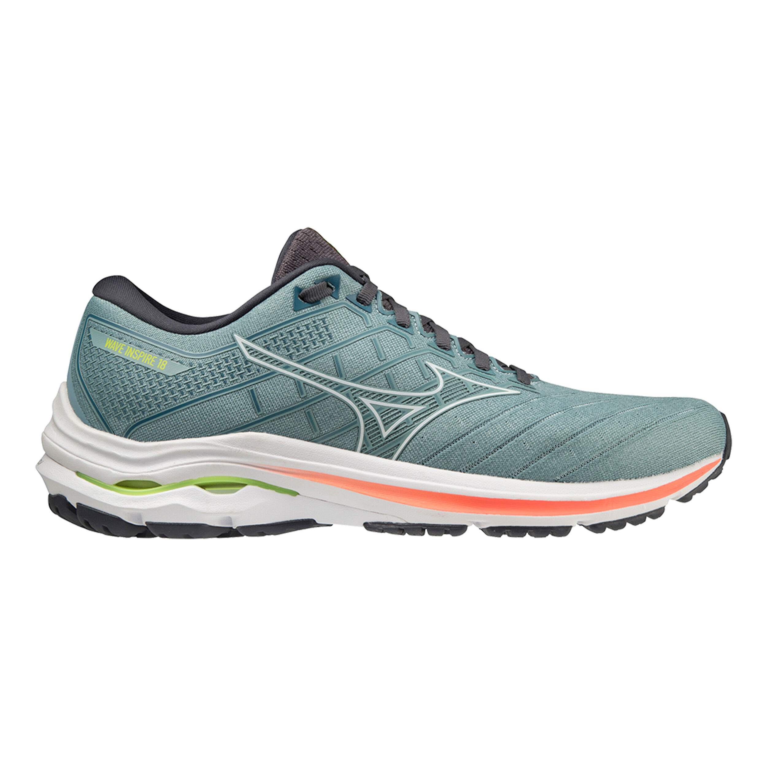 Mizuno Wave Inspire 18 Stabilitatsschuh Herren Grau Grun online kaufen Running Point AT