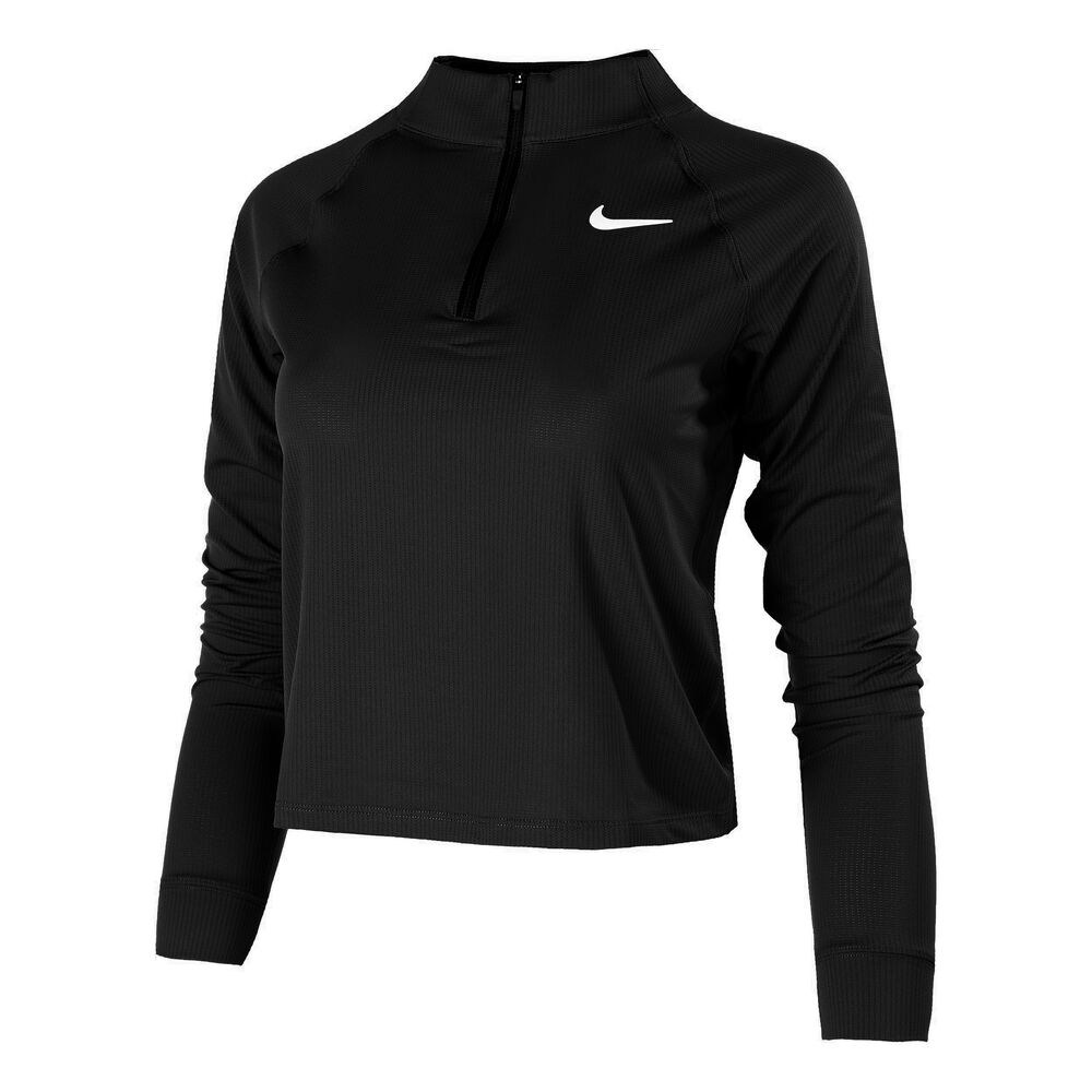 Nike Court Dry Victory Half-Zip Longsleeve Damen - Schwarz, Weiß, Größe S