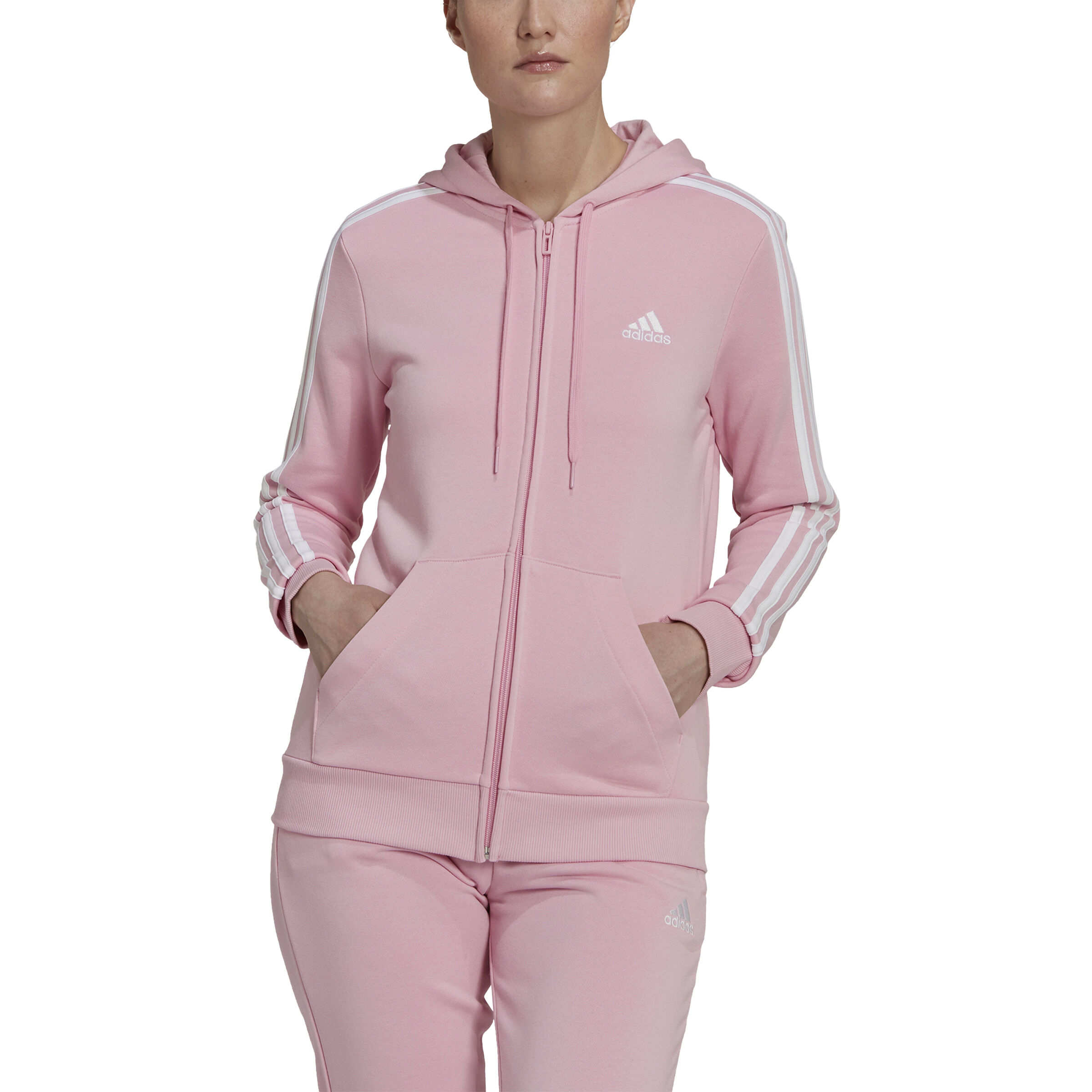 adidas 3 Stripes French Terry Sweatjacke Damen Rosa WeiB online kaufen Running Point AT
