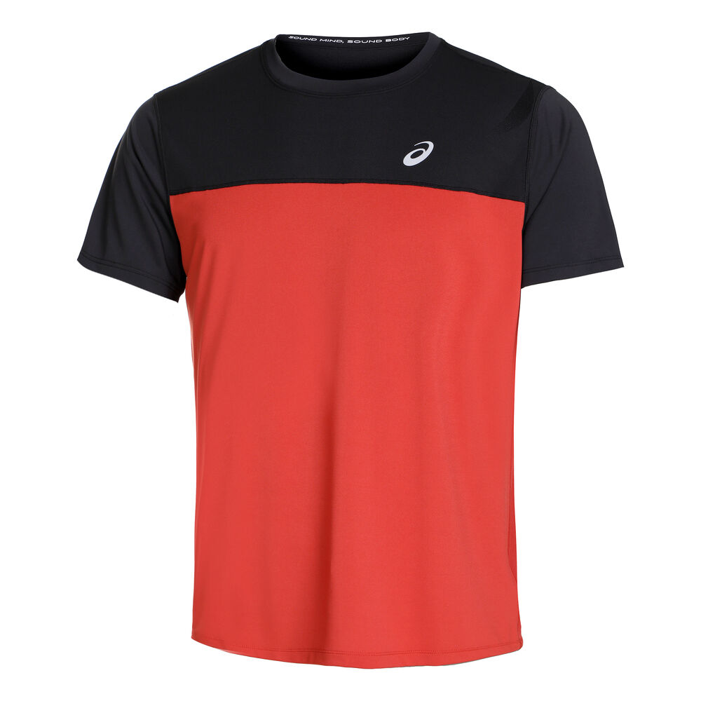 Asics Race Laufshirt Damen - Schwarz, Rot, Größe XS