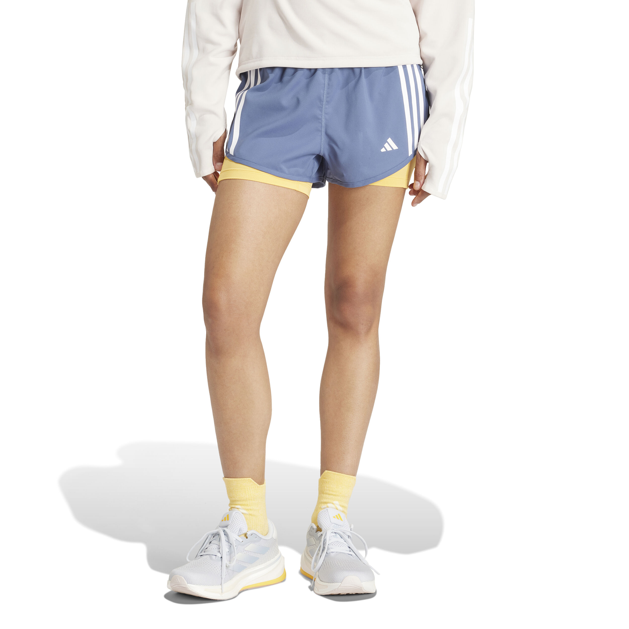 adidas Own The Run 3S 2in1 Short Laufshorts Damen Hellblau Gelb online kaufen Running Point AT
