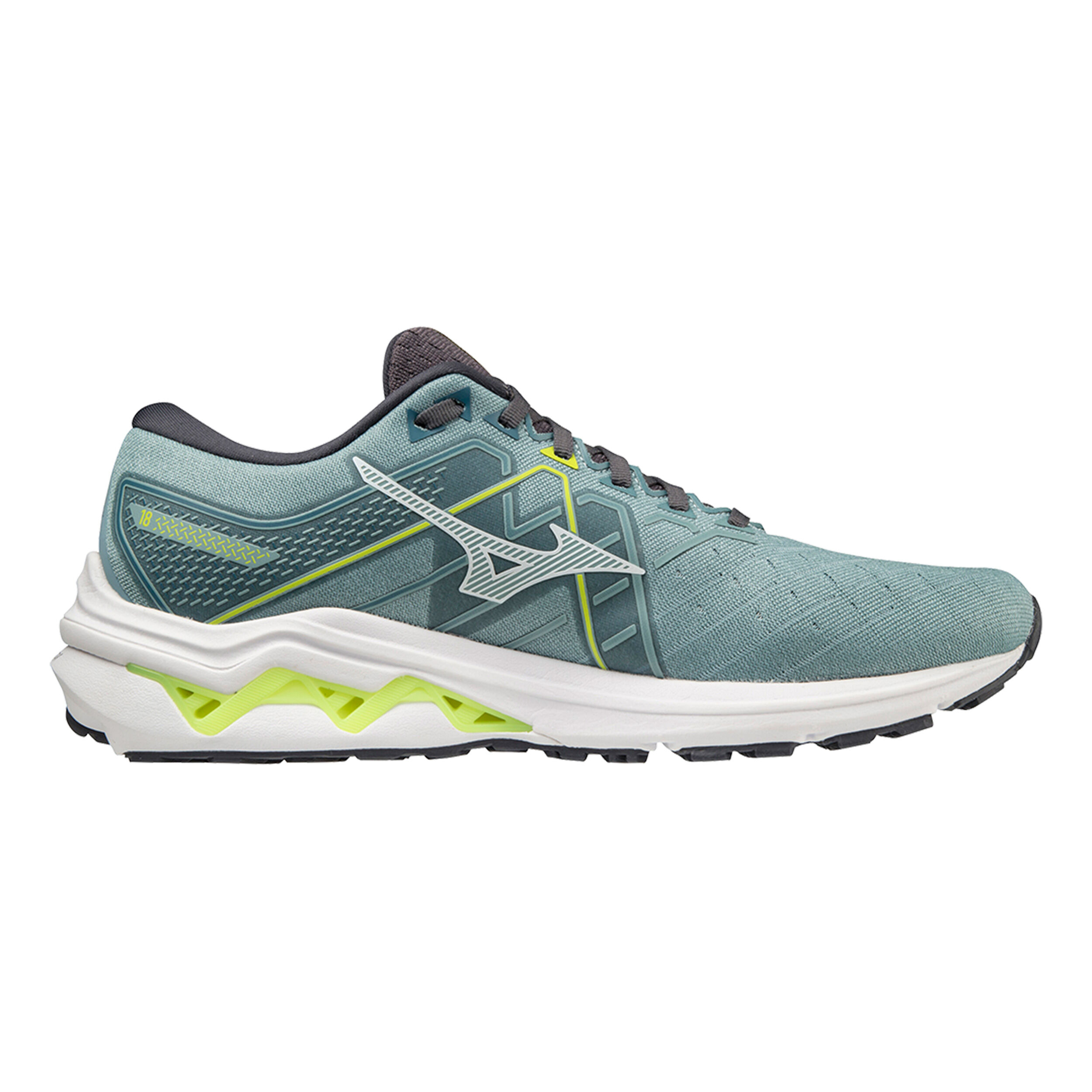 Mizuno Wave Inspire 18 Stabilitatsschuh Herren Grau Grun online kaufen Running Point AT
